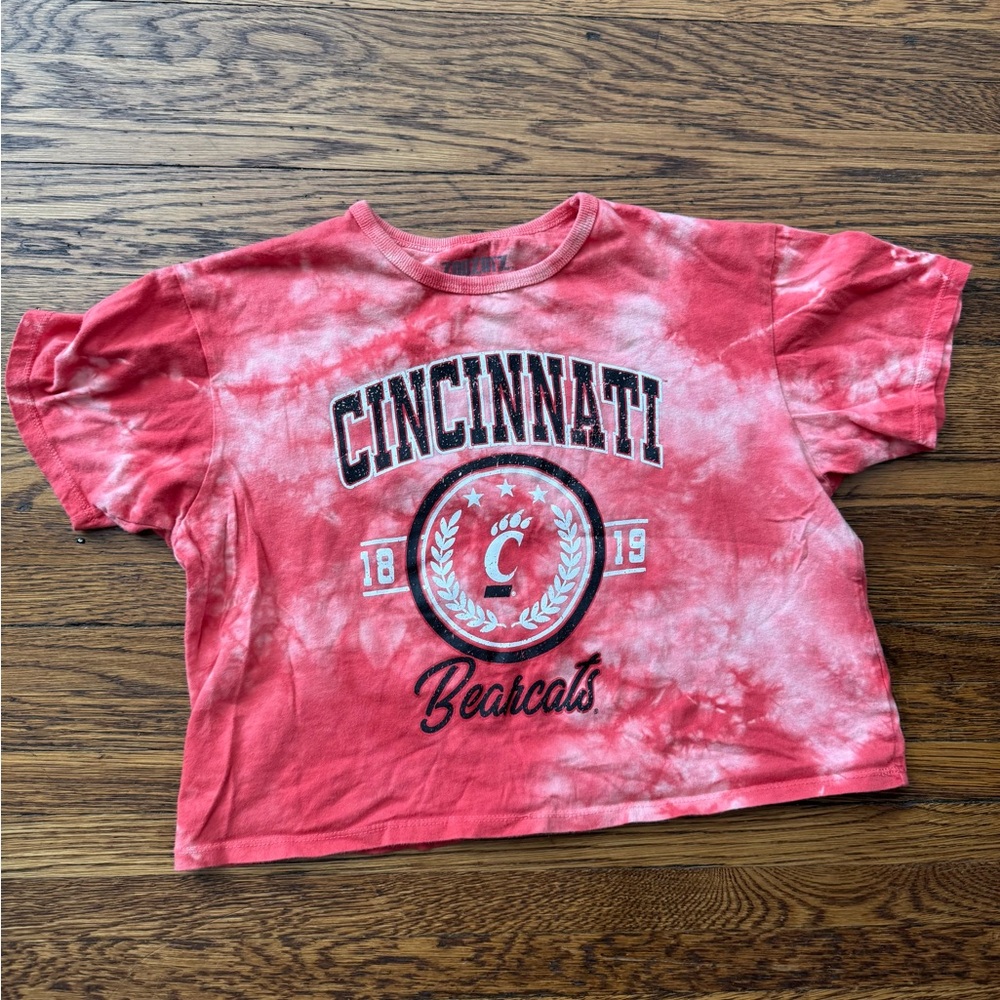 #619 UNIVERSITY OF CINCINNATI BEARCATS Tie-dye women’s halter top Red Graphic T